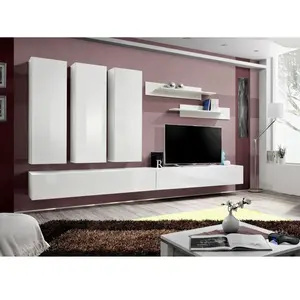 Comparateur de prix : Ensemble Meuble Tv Mural - Fly I - 320 Cm X 190 Cm X 40 Cm - Blanc