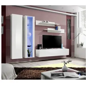 Ensemble Meuble Tv Mural - Fly Iv - 260 Cm X 190 Cm X 40 Cm - BlancVendu parcdiscount