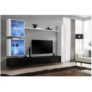 Ensemble meuble TV mural Switch XVIII - 282 cm x 180 cm x 40 cm - Blan... pas cher