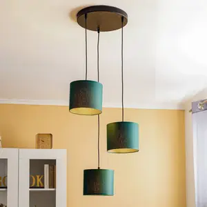 Luminex Arden Plafondlamp Groen Goud 3xE27