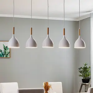 Luminex NOAK WOOD Plafondlamp Wit Bruin 5xE27 Metaal Hout pas cher