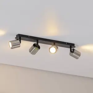 DEMIA Plafondlamp Zwart Chroom 4x GU10 Spots Verstelbaar
