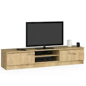 Meuble TV AKORD - Chêne Artisan - 160 cm - 2 portes - 2 étagères pas cher