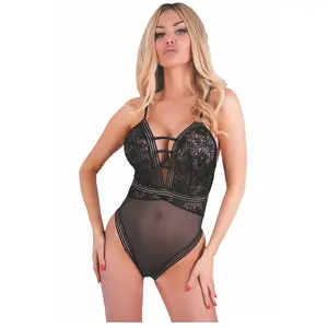 Livco Corsetti LC Jumolina body van mesh en kant Zwart - L/XL pas cher