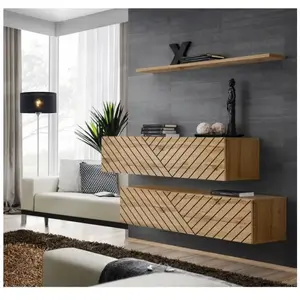 AC-DÉCO Etagères et bibliothèques - Ensemble de 3 meubles muraux "Switch buffet II" - Buffet en bois - Beige - L 130 x H 110 x P 40 cmVendu parcdiscount