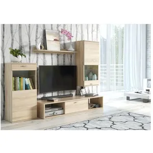AC-DÉCO Ensemble meuble TV mural Rico - L 180 x P 38 x 140 cm - Beige pas cher