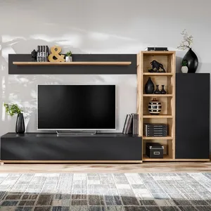 Ensemble Meuble TV Design Skill 240cm Noir & Naturel pas cher