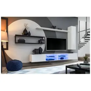 Comparateur de prix : Ensemble meuble TV mural Switch Met IV - AC-DÉCO - Blanc - Contemporai...