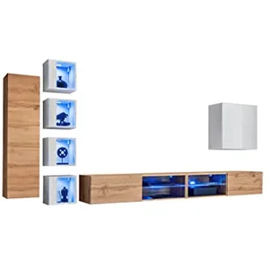 Ensemble Meuble Tv Mural Switch Xxvi - L 320 X P 40 X H 150 Cm - Blanc... pas cher