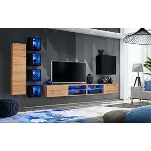 Ensemble Meuble Tv Mural Switch Xxvi - L 320 X P 40 X H 150 Cm - Noir ... pas cher
