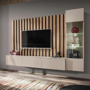 Ensemble Meuble TV à Lattes Verti 220cm Beige pas cher