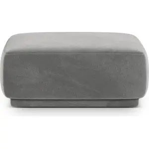 Maison Heritage, Tabouret, Pouf Velours, "Jane", 1 Place, Gris, 90x90x42 Fabriqué en Europe pas cher