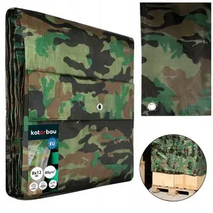 KOTARBAU Bâche de Protection Exterieur Bois imperméable avec oeillets renforcés - 8 x 12 m - Camouflage 80 g/m² pas cher