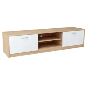 MATKAM Meuble TV Chêne de Sonoma - Banc TV, Table TV avec 2 portes et ... pas cher