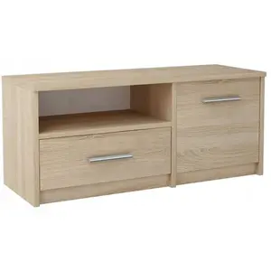 MATKAM Meuble TV Sonoma - Banc TV Table TV avec 1 porte et 2 étagères - 98 x 35 x 42 cm pas cher
