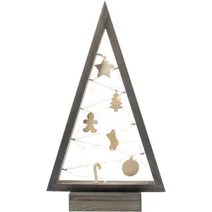 BOGATECO houten kerstboom met LED 52cm hoog | Inclusief houten decorat... pas cher