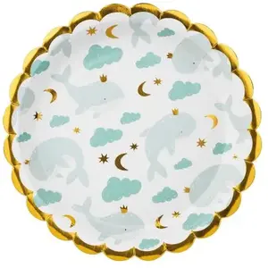 PartyDeco Party Deco Lot de 6 assiettes baleines pas cher