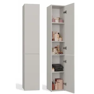 CDF KOMMA - Meuble salle de bain 2 portes beige - 31x30x174 cm - Colonne rangement SDB pas cher