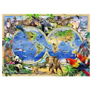 Wooden City HOUTEN STAD Puzzel - Dierenrijk Kaart. pas cher