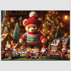 Houten Kerstpuzzel "Kerstbier" - 1010 Stukjes met Figuren pas cher