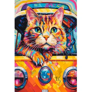 Puzzle 1000 pièces - CASTORLAND - Voyage en bus de chat - 68x47 cm - Pour adultes - Animaux pas cher