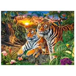 Puzzle 2000 pièces Castorland - Famille Tigre pas cher