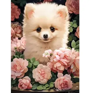 Castorland Chiot Spitz Nain dans les Roses 030552 pas cher
