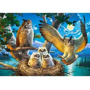Puzzle Castorland - Famille Chouette, 500 pièces pas cher