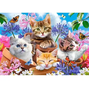 Puzzle 500 pièces Castorland - Chatons avec Fleurs pas cher