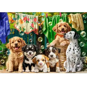 Castorland puzzel 500 stukjes: puppy's, wasgoed en vogels pas cher