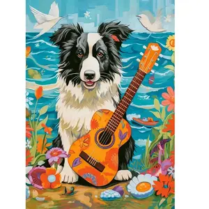Castorland puzzel Collie, Gitarre und Meer - 500 stukjes. pas cher