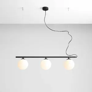 Beryl Glazen hanglamp 3-lichts zwart E14 83cm