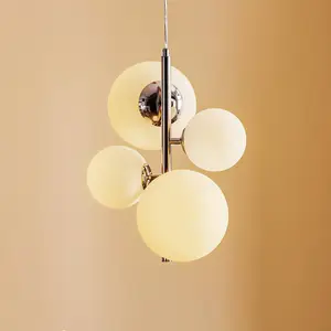 Bloom Hanglamp 4-lichts Chroom Wit Glas