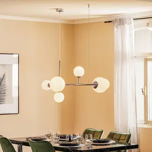 Dione 6-lichts plafondlamp chroom wit glas - stijlvolle verlichting pas cher