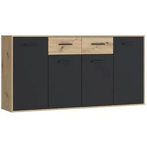 Buffet PILVI - Style contemporain - Particules mélaminé - Décor Chêne ... pas cher