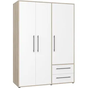 Comparateur de prix : Armoire de chambre - MOKKARIS - Chêne Sonoma / Blanc mat - 3 portes - ...