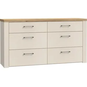 Comparateur de prix : Commode - NELLEKE - 6 tiroirs - Sable / Bois - L1563 x P413 x H831 cm
