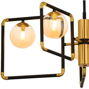 IBRA Moderne hanglamp 5-lichts messing amberglas pas cher