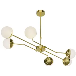 Trento Moderne Kroonluchter 6-lichts messing 1980 pas cher