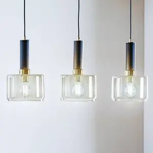 Moderne VANES hanglamp met glazen kap - Zwart/Messing