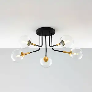 Jupiter Burano Plafondlamp 5-lichts Zwart/Goud 80cm