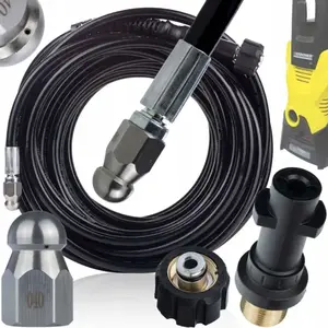ROSFIX Tuyau Haute Pression de Nettoyage Canalisation 20m M22 Bayonet Flexible Nylon Pression 200 Bar Compatible Nettoyeur Kärcher pas cher
