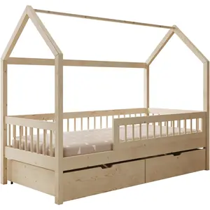 ADRK Furniture, Lit pour enfant, Lit de maison Galicja (140 x 70 cm) pas cher