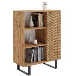 KOBI Bibliothèque - Fondi - Pieds Métal - Style Scandinave - Beige pas cher