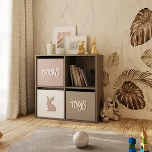 KOBI L'étagère Loni 2x2 - Gris - 4 espaces de rangement - utilisation polyvalente pas cher