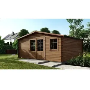Abri de jardin 25 m² - traité marron - porte double - Ép. 28 mm DOM596... pas cher