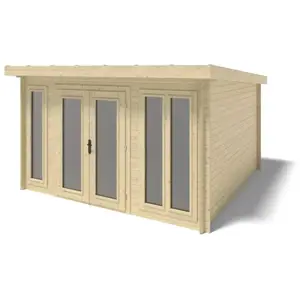 Abri de jardin en bois - 16m2 - 4x4m - Ep. 34mm - Couleur: naturel - A... pas cher