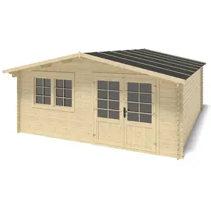 Abri de jardin en bois - 25m2 - 5x5m - Ep. 34mm - Couleur: naturel - ALTANKA