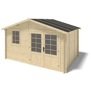 Abri de jardin en bois - 12m2 - 4x3m - Ep. 28mm - Couleur: naturel - A...Vendu parcdiscount
