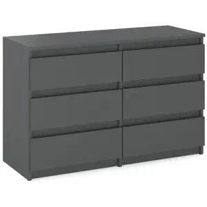 STIV Commode de salon meuble TV 100 cm 6 tiroirs gris mat pas cher